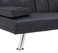 Black Leather Multifunctional Double Folding Sofa Bed For Office With Coffee Table Black Foam Pvc 2 Seat