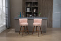 Coolmore Counter Height Bar Stools Set Of 2 For Kitchen Counter Solid Wood Legs With Fabric With A Fixed Height Of 360 Degrees Pink Solid Wood