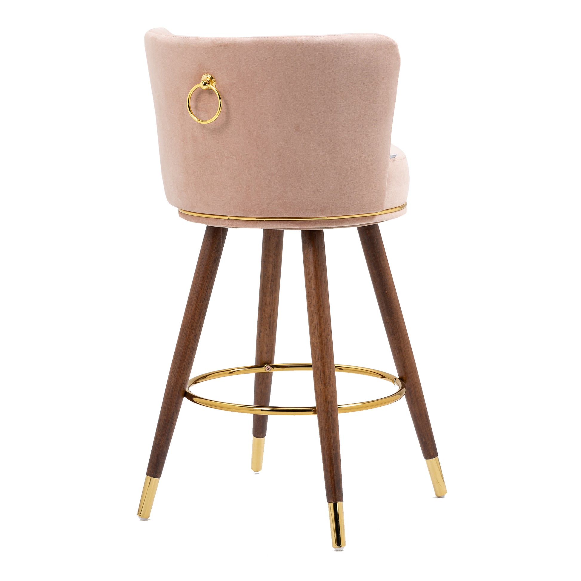 Coolmore Counter Height Bar Stools Set Of 2 For Kitchen Counter Solid Wood Legs With Fabric With A Fixed Height Of 360 Degrees Pink Solid Wood