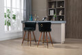 Coolmore Counter Height Bar Stools Set Of 2 For Kitchen Counter Solid Wood Legs With A Fixed Height Of 360 Degrees Black Solid Wood