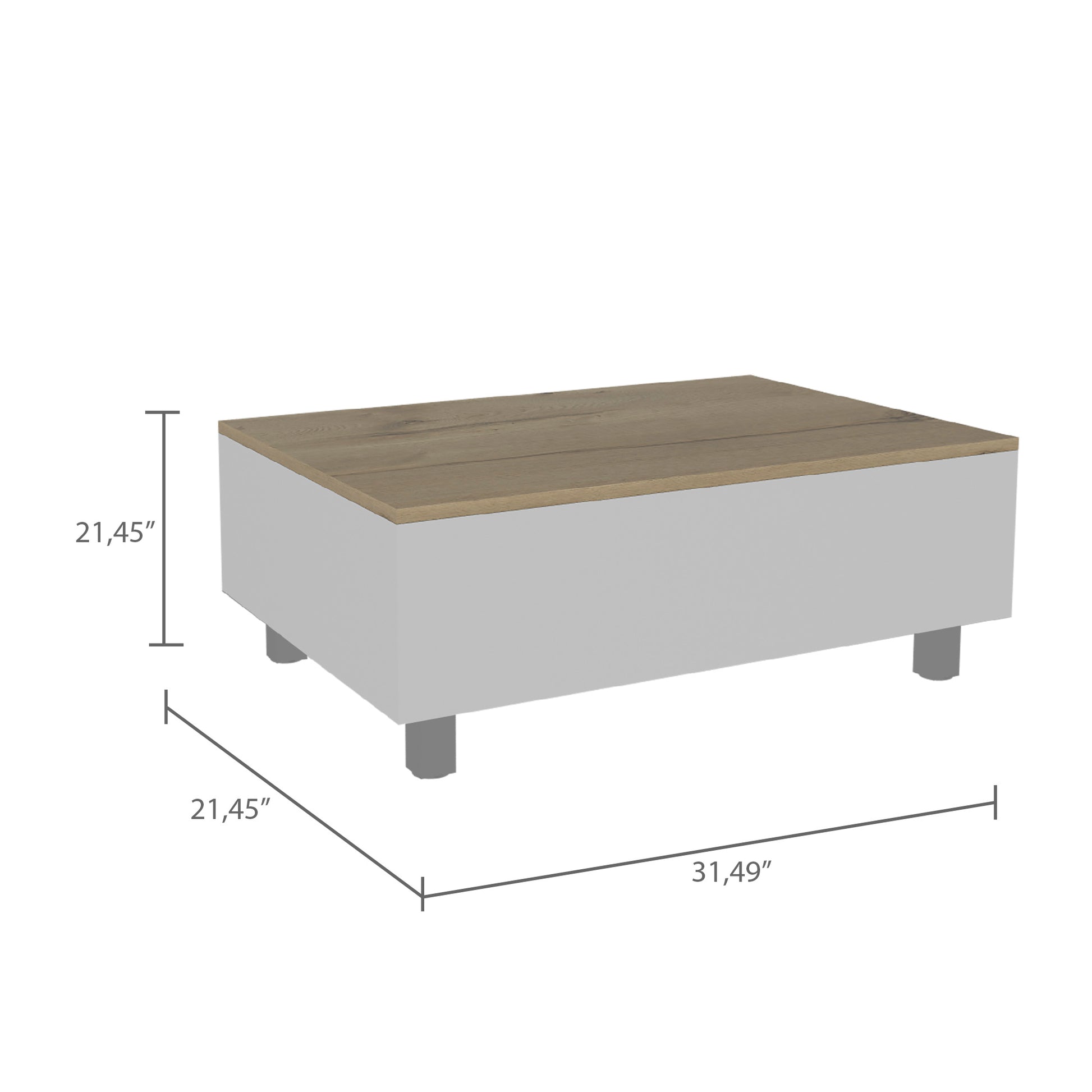 Tilton Rectangle Lift Top Coffee Table White Oak White White Primary Living Space Rectangular Particle Board