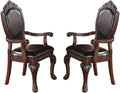 Gorgeous Formal Set Of 2 Arm Chairs Brown Color Rubberwood Dining Room Furniture Faux Leather Upholstered Seat Brown Brown Dining Room Luxury,Traditional Arm Chair Rubberwood Solid Back Rubber Wood