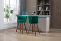 Coolmore Counter Height Bar Stools Set Of 2 For Kitchen Counter Solid Wood Legs With A Fixed Height Of 360 Degrees Emerald Solid Wood