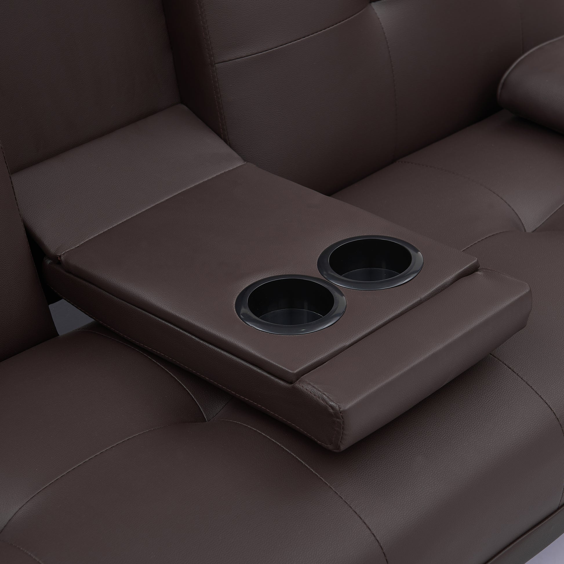 Video Brown Leather Multifunctional Double Folding Sofa Bed For Office With Coffee Table Brown Foam Pvc 2 Seat