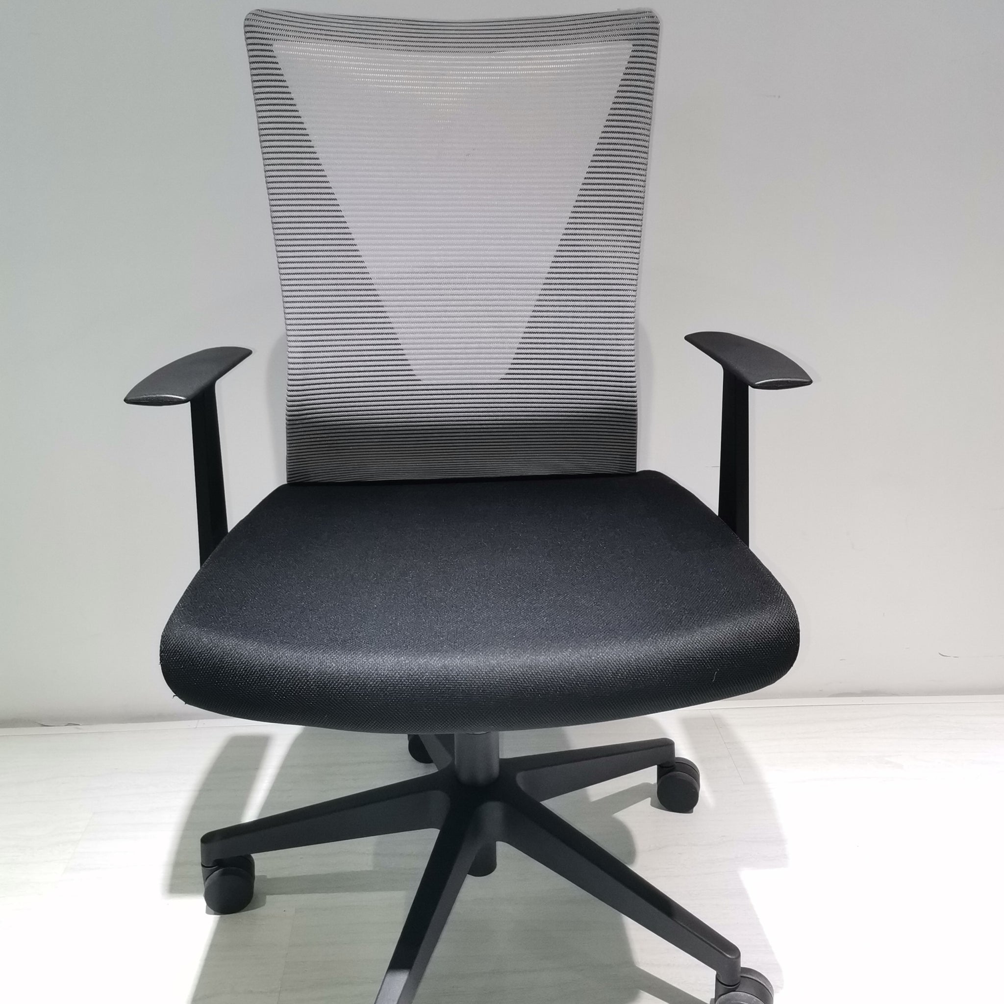 Black Wengue And Smokey Oak Swivel Adjustable Height Fixed Armrest Office Chair Black Fabric