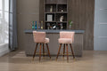 Coolmore Counter Height Bar Stools Set Of 2 For Kitchen Counter Solid Wood Legs With Fabric With A Fixed Height Of 360 Degrees Pink Solid Wood