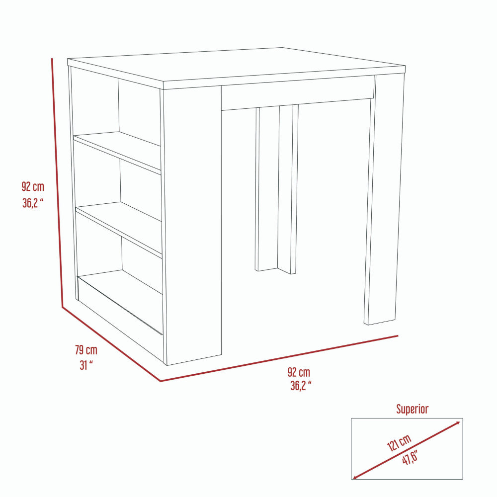 Elkins 3 Drawer Kitchen Island White And Pine White Particle Board
