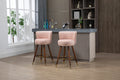 Coolmore Counter Height Bar Stools Set Of 2 For Kitchen Counter Solid Wood Legs With Fabric With A Fixed Height Of 360 Degrees Pink Solid Wood