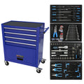 4 Drawers Tool Cabinet With Tool Sets Blue Blue Steel