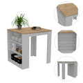 Elkins 3 Drawer Kitchen Island White And Pine White Particle Board