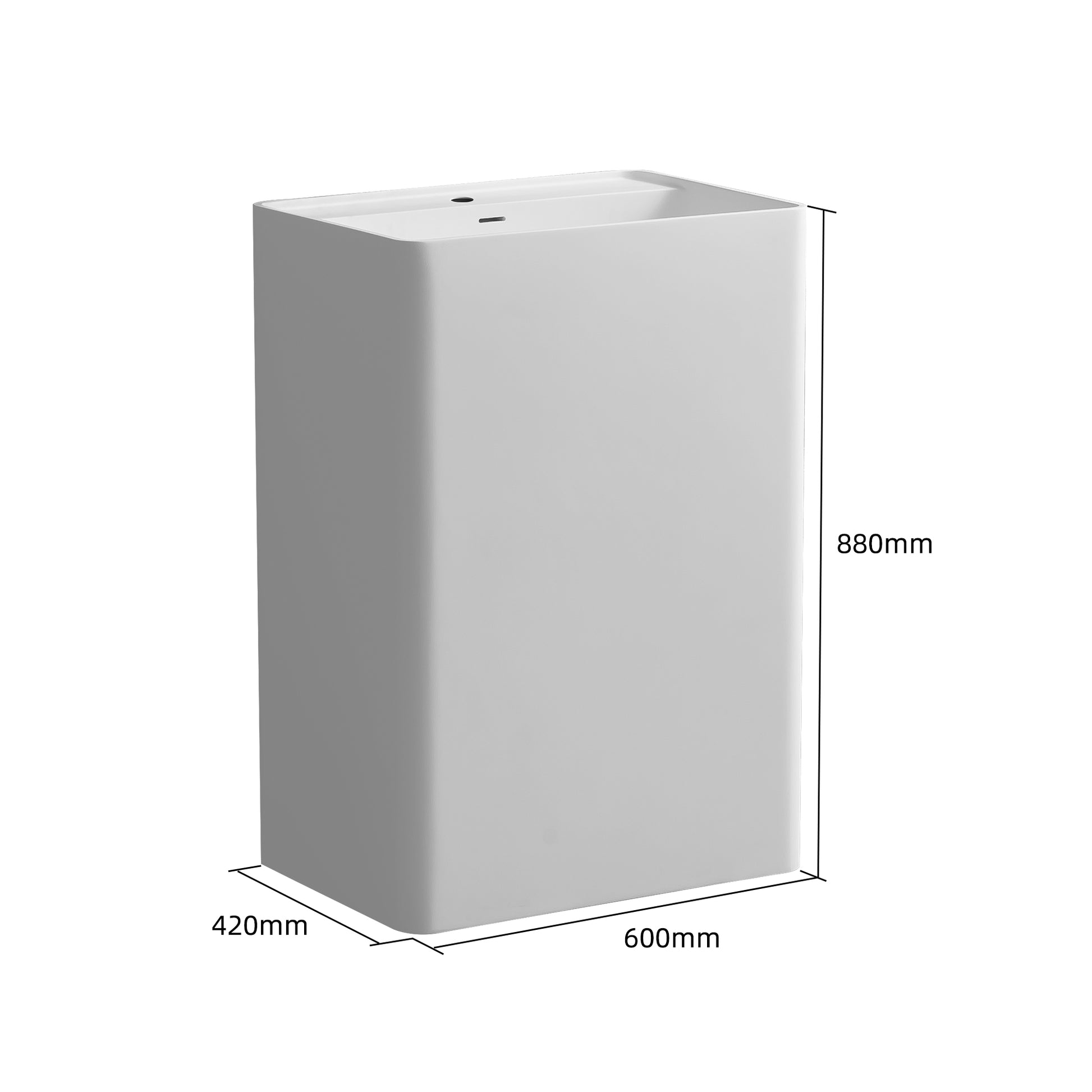 23.6"Solid Surface Basin White Solid Surface