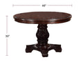 Majestic Classic Formal Dining Room Table And 4X Side Chairs Brown 5Pc Set Dining Table Pedestal Base Round Table Faux Leather Brown Brown Dining Room Luxury,Traditional Rubberwood Rubber Wood
