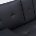 Black Leather Multifunctional Double Folding Sofa Bed For Office With Coffee Table Black Foam Pvc 2 Seat