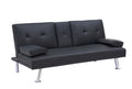 Black Leather Multifunctional Double Folding Sofa Bed For Office With Coffee Table Black Foam Pvc 2 Seat