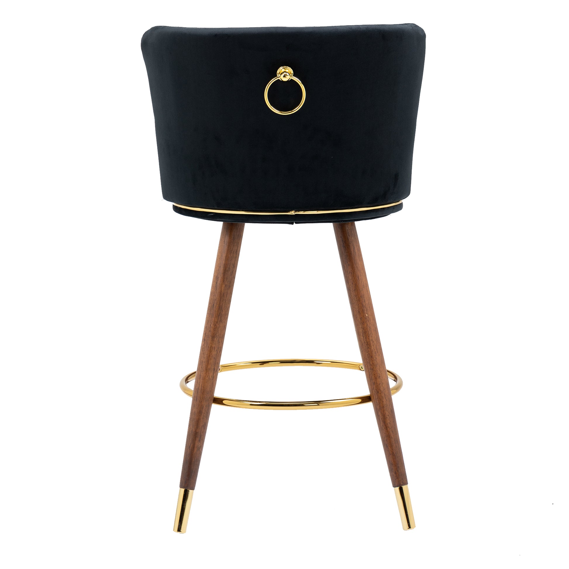 Coolmore Counter Height Bar Stools Set Of 2 For Kitchen Counter Solid Wood Legs With A Fixed Height Of 360 Degrees Black Solid Wood