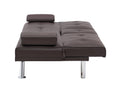 Video Brown Leather Multifunctional Double Folding Sofa Bed For Office With Coffee Table Brown Foam Pvc 2 Seat