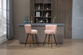 Coolmore Counter Height Bar Stools Set Of 2 For Kitchen Counter Solid Wood Legs With Fabric With A Fixed Height Of 360 Degrees Pink Solid Wood