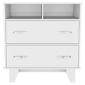 Aaron 2 Drawer 2 Shelf Dresser White White Particle Board