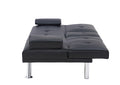 Black Leather Multifunctional Double Folding Sofa Bed For Office With Coffee Table Black Foam Pvc 2 Seat