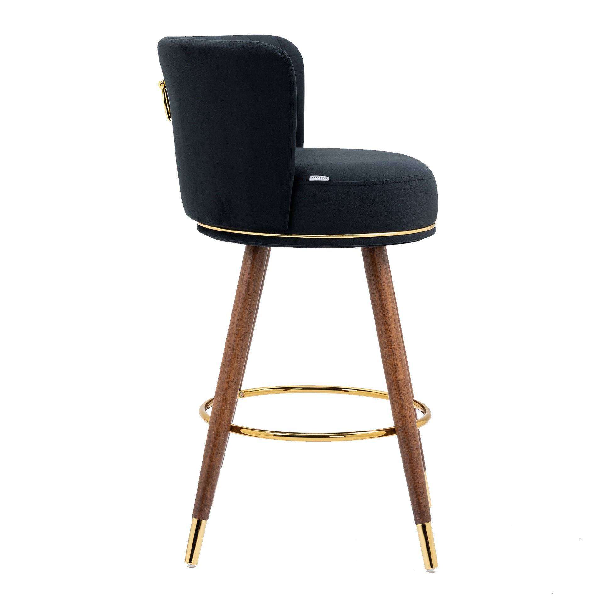 Coolmore Counter Height Bar Stools Set Of 2 For Kitchen Counter Solid Wood Legs With A Fixed Height Of 360 Degrees Black Solid Wood