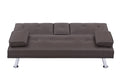 Video Brown Leather Multifunctional Double Folding Sofa Bed For Office With Coffee Table Brown Foam Pvc 2 Seat