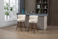 Coolmore Counter Height Bar Stools Set Of 2 For Kitchen Counter Solid Wood Legs With A Fixed Height Of 360 Degrees Ivory Solid Wood