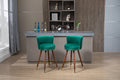 Coolmore Counter Height Bar Stools Set Of 2 For Kitchen Counter Solid Wood Legs With A Fixed Height Of 360 Degrees Emerald Solid Wood