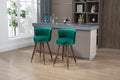 Coolmore Counter Height Bar Stools Set Of 2 For Kitchen Counter Solid Wood Legs With A Fixed Height Of 360 Degrees Emerald Solid Wood
