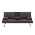 Video Brown Leather Multifunctional Double Folding Sofa Bed For Office With Coffee Table Brown Foam Pvc 2 Seat
