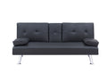 Black Leather Multifunctional Double Folding Sofa Bed For Office With Coffee Table Black Foam Pvc 2 Seat