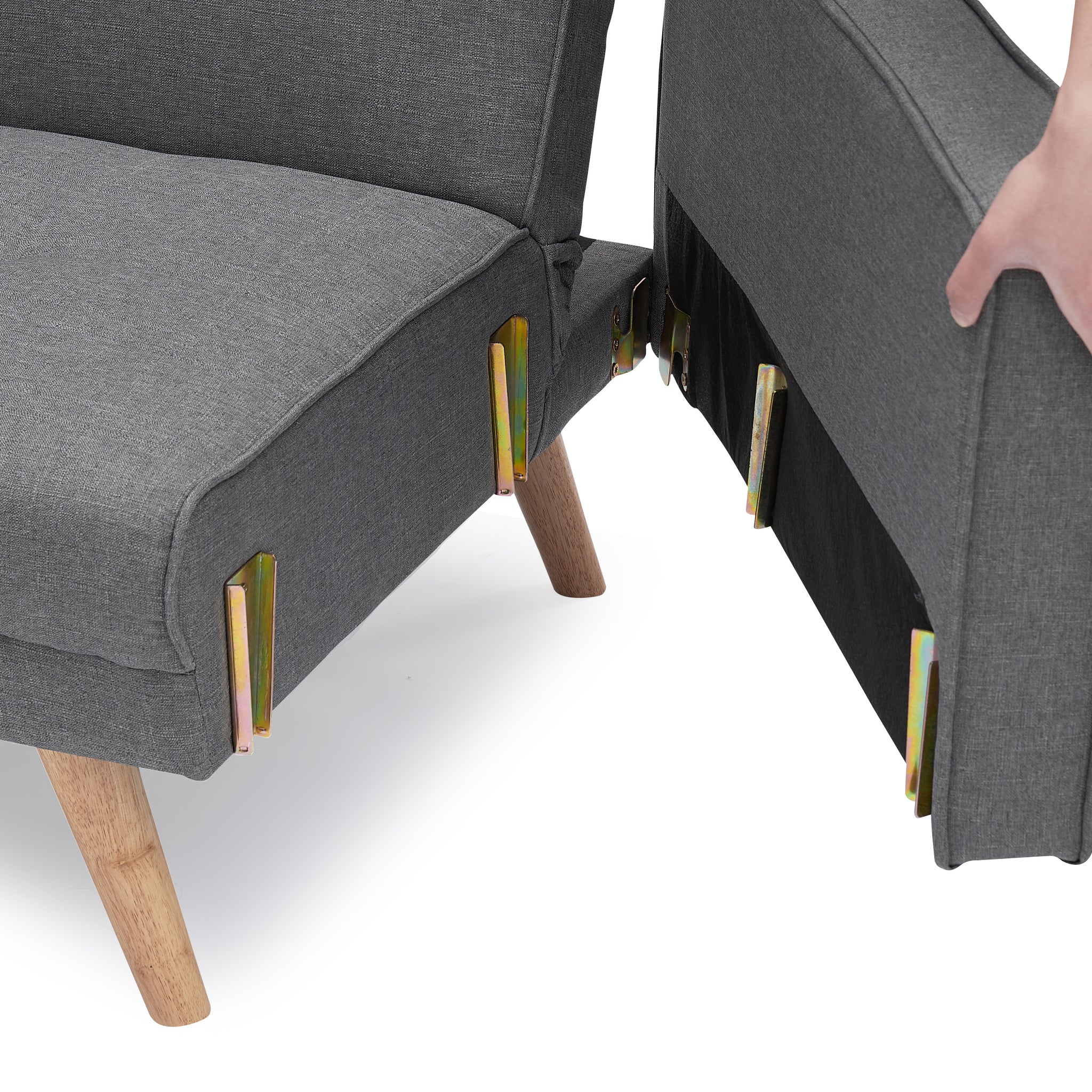 Variable Bed Sofa Living Room Folding Sofa Gray Foam Cotton 4 Seat