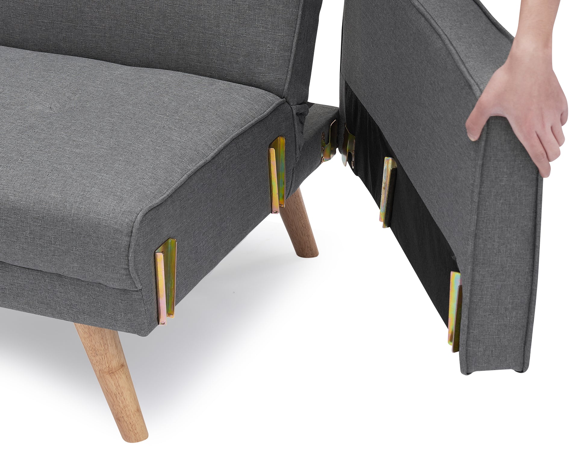 Variable Bed Sofa Living Room Folding Sofa Gray Foam Cotton 4 Seat