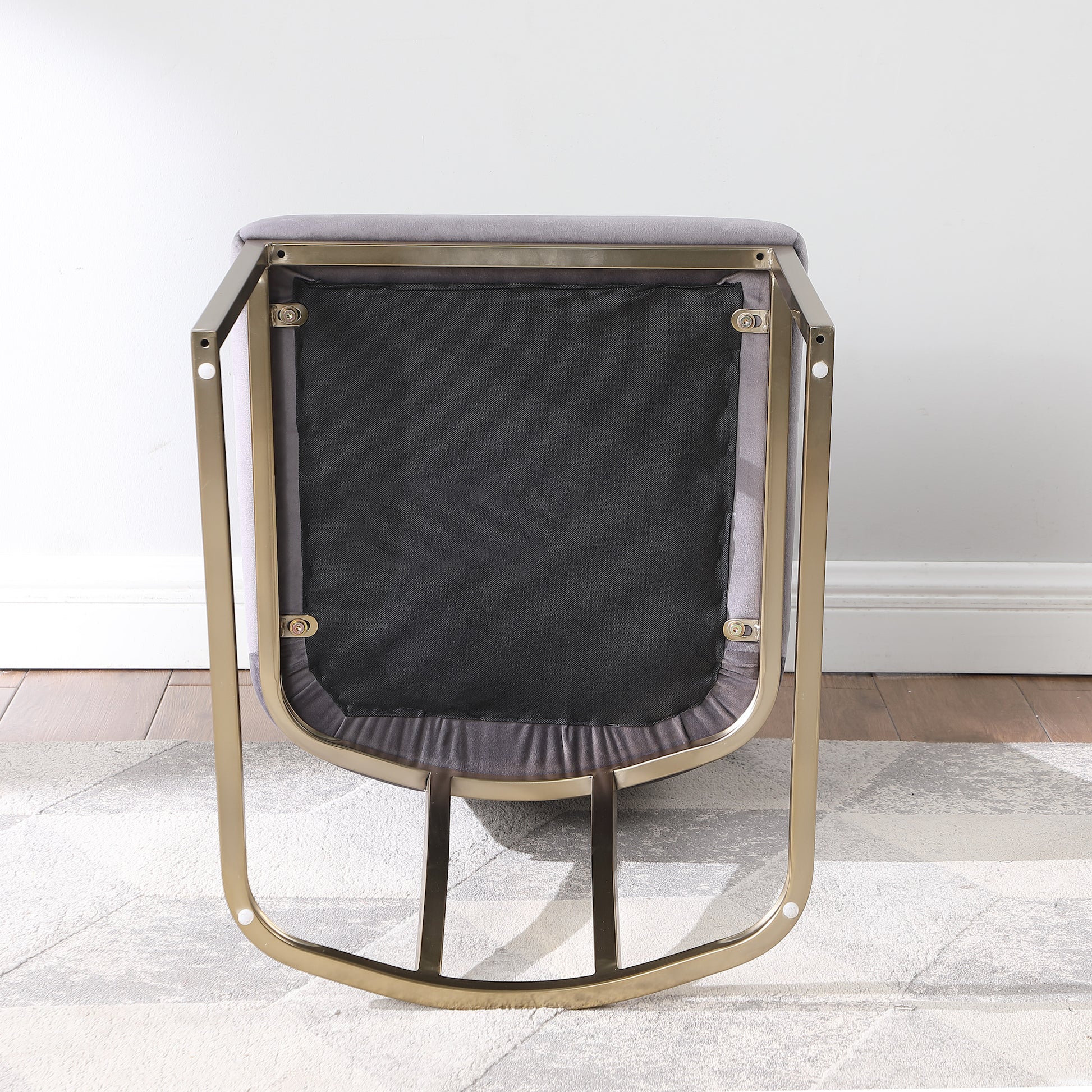 Dining Chairs, Velvet Upolstered Side Chair, Gold Metal Legs Set Of 2 Gray Gray Foam Metal