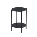 2 Layer End Table With Whole Marble Tabletop, Round Coffee Table With Black Metal Frame For Bedroom Living Room Office Black,1 Piece Black Metal