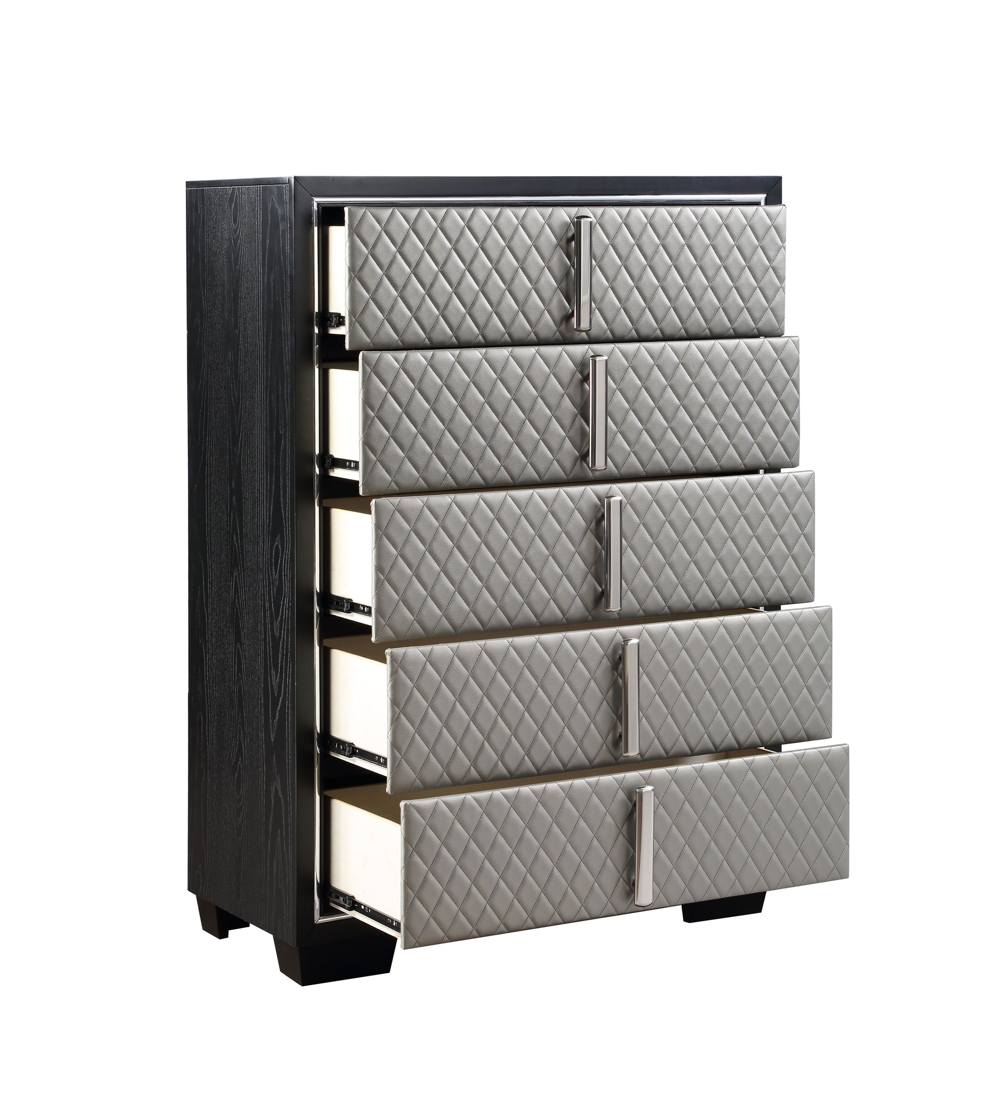 Nicola Chest Silver Pu & Black Finish Bd01431 Black Pu