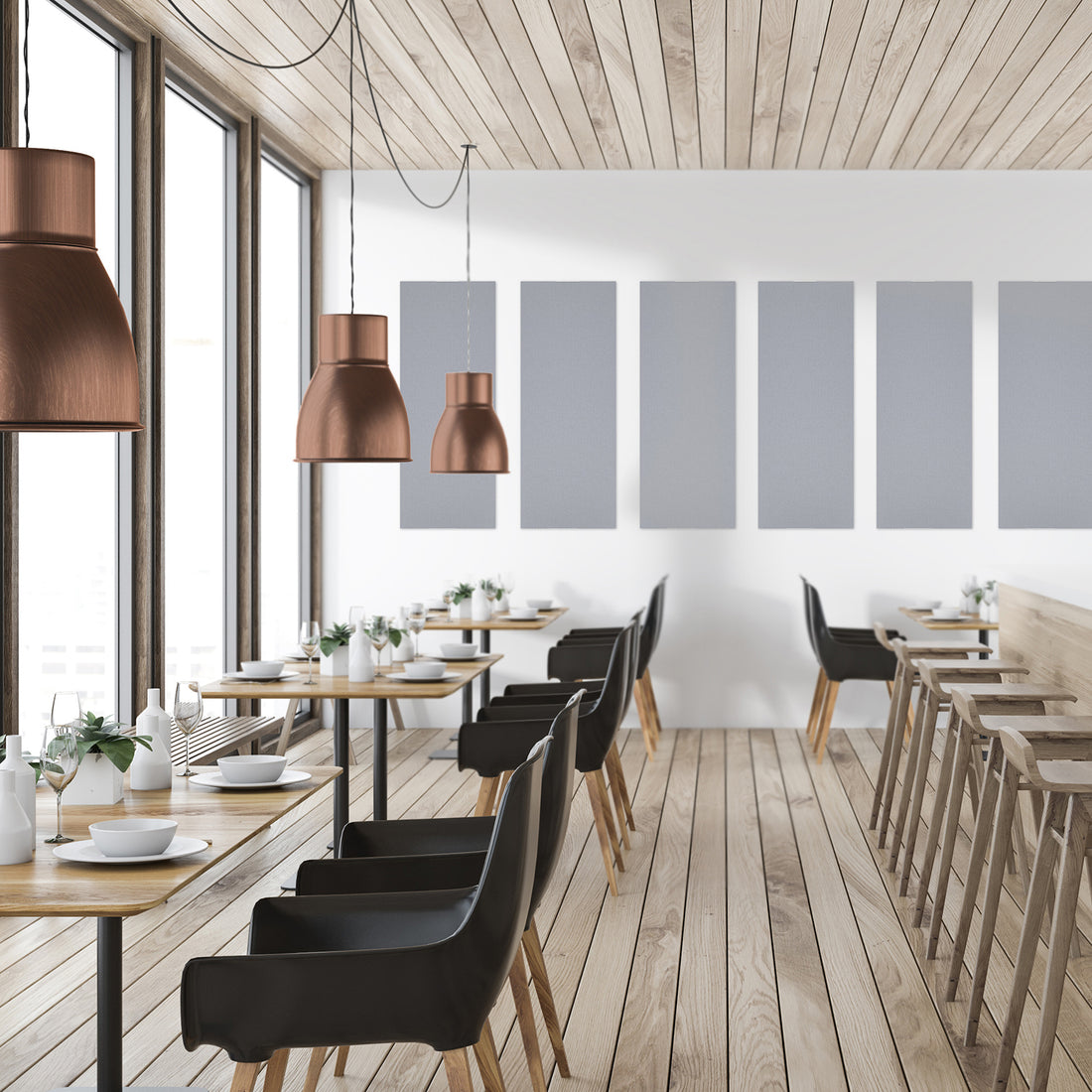 5 Pack Rectangular Acoustic Panels Silver Gray Kit Light Gray Polyester