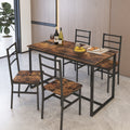 Five Piece Set Table And Chair With Backrest, Industrial Style, Solid Structure Brown Mdf