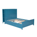 Full Size Platform Bed With Drawers And Storage Shelves, Blue Blue Pine