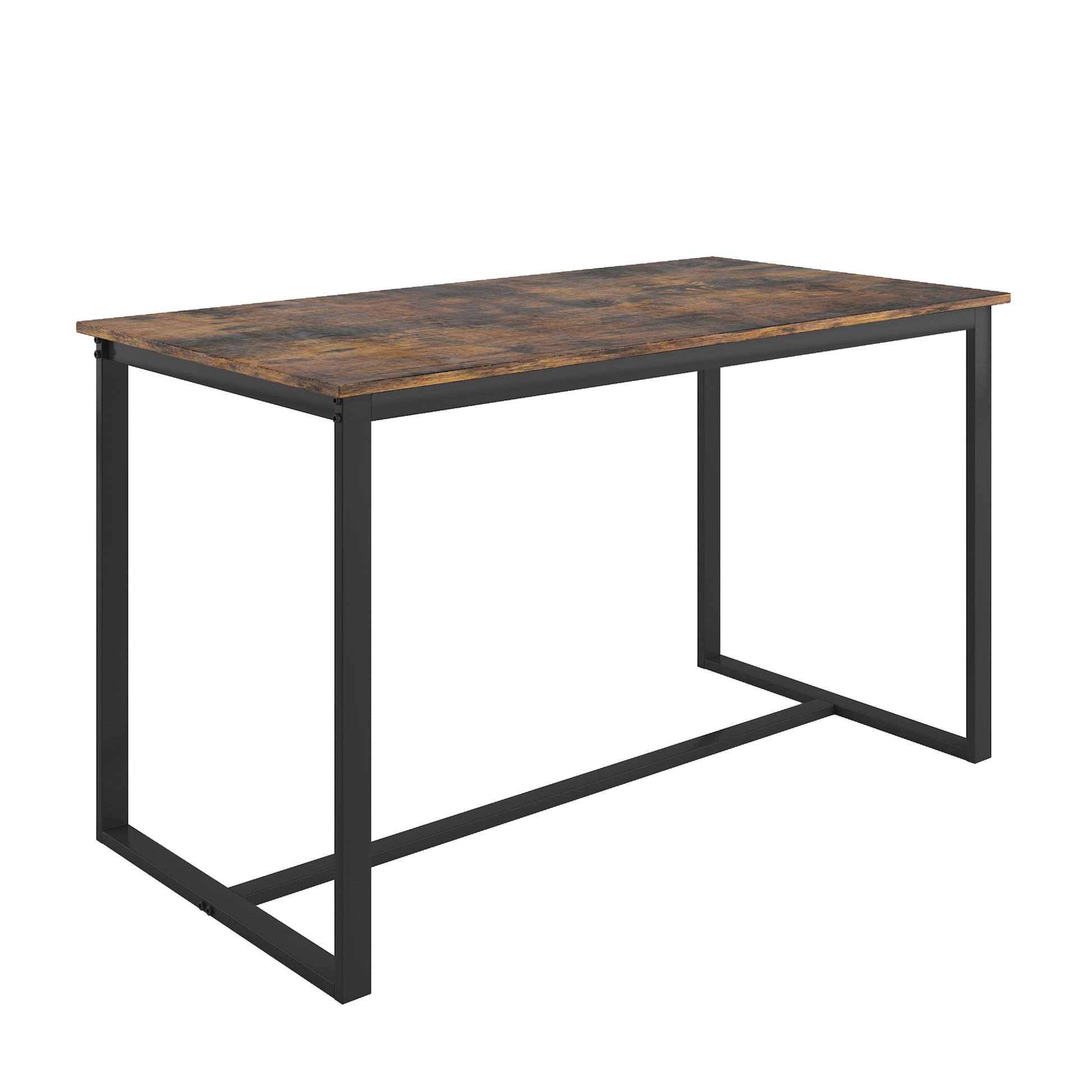 Five Piece Set Table And Chair With Backrest, Industrial Style, Solid Structure Brown Mdf