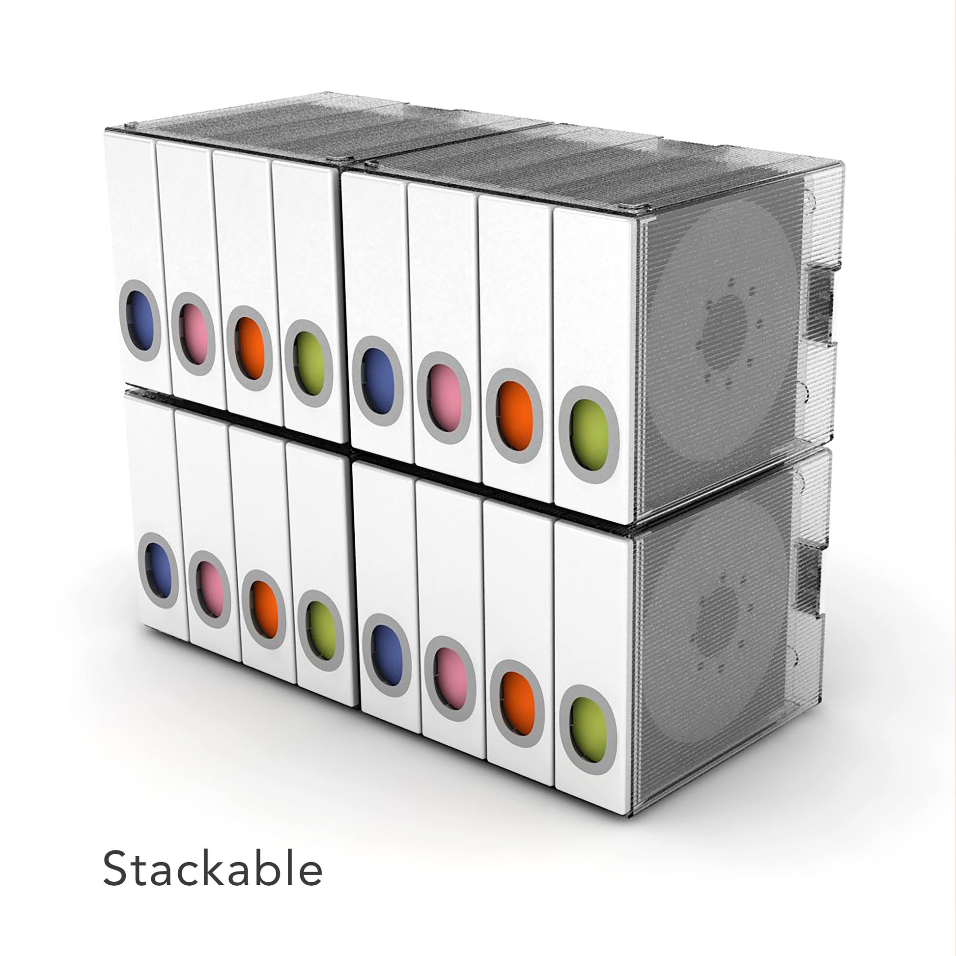 Disc Cube, Stackable, Wall Mountable In White White Plastic