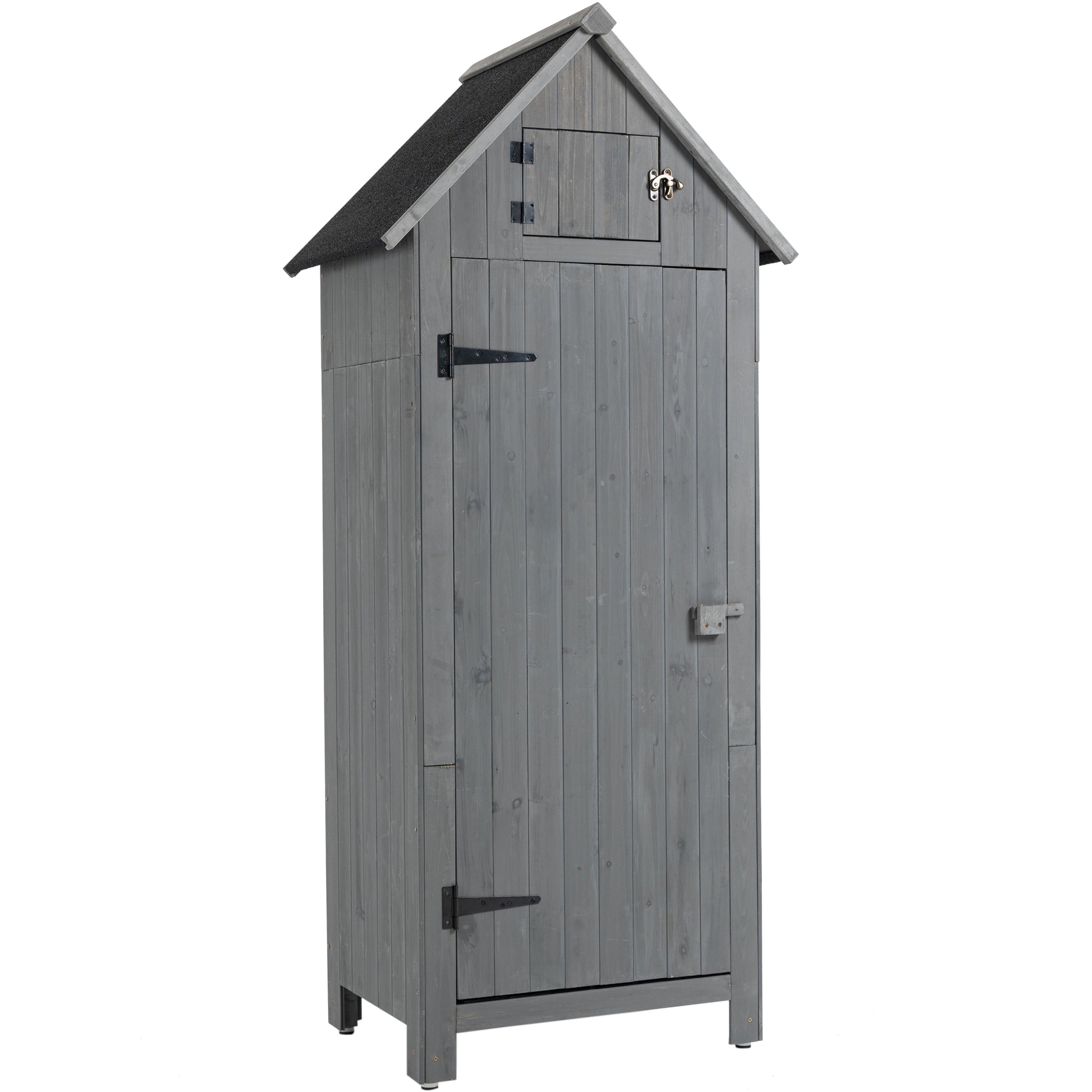 30.3"L X 21.3"W X 70.5"H Outdoor Storage Cabinet Tool Shed Wooden Garden Shed Gray Grey Solid Wood