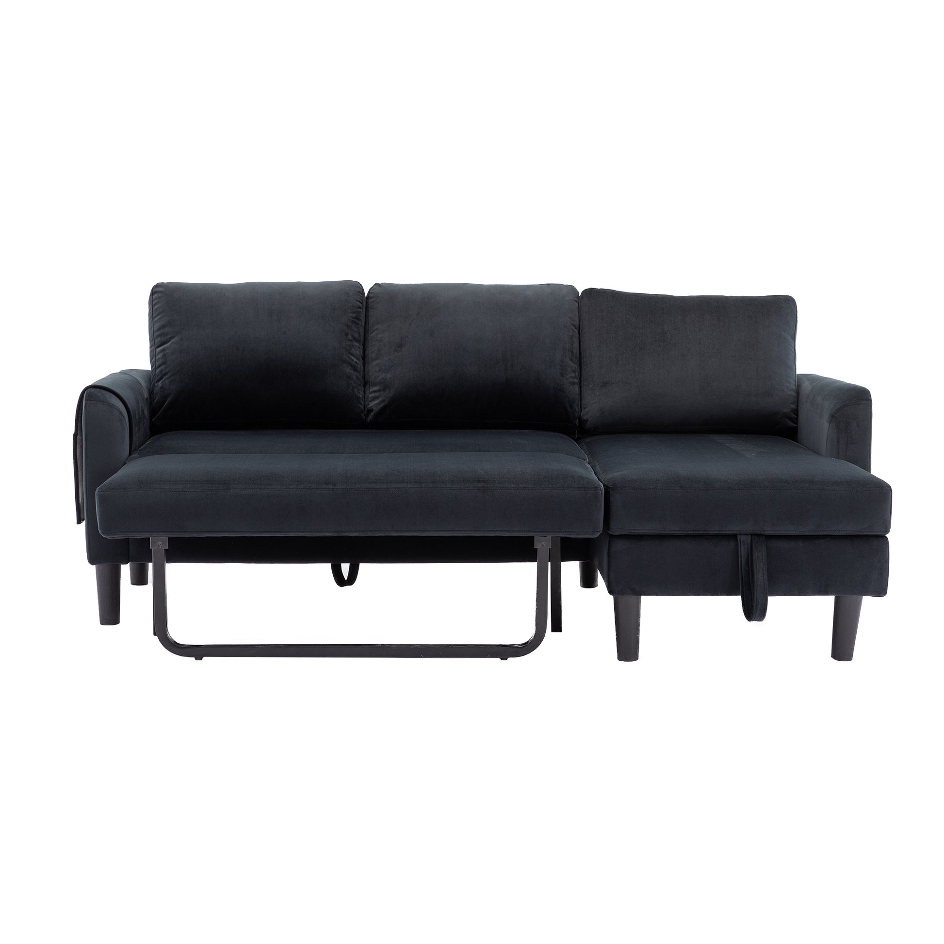 United We Win Sectional Sofa Reversible Sectional Sleeper Sectional Sofa With Storage Chaise Black Polyester
