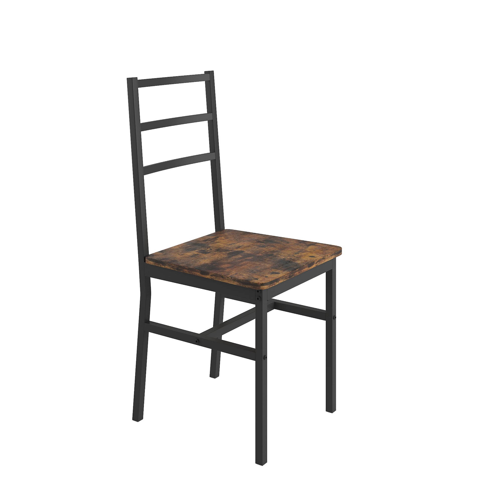 Five Piece Set Table And Chair With Backrest, Industrial Style, Solid Structure Brown Mdf