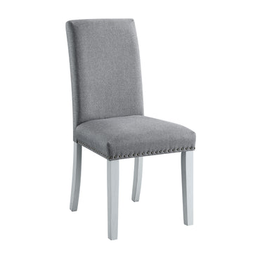 Lanton Side Chair Set 2 Gray Linen & Antique White Finish Dn01452 Antique White Linen