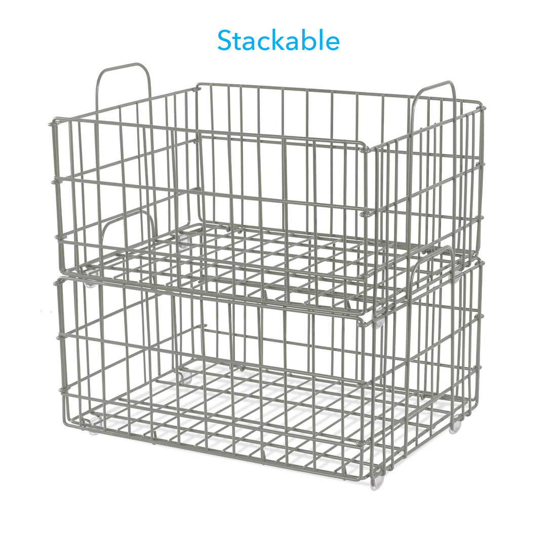 Collapsable Wire Basket In Light Gray Light Gray Metal