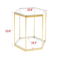 Modern Glass End Table With Gold Finish Stainless Steel Frame Gold Glass