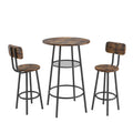 Bar Table, Equipped With 2 Bar Stoolswith Backrest And Partition Brown Mdf