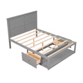Full Size Platform Bed With Drawer On The Each Side And Shelf On The End Of The Bed, Gray Gray Pine
