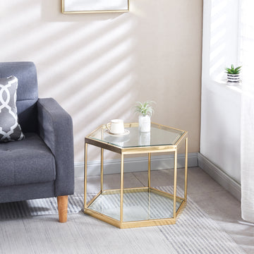 Modern Glass Coffee Table With Gold Finish Stainless Steel Frame Gold Glass