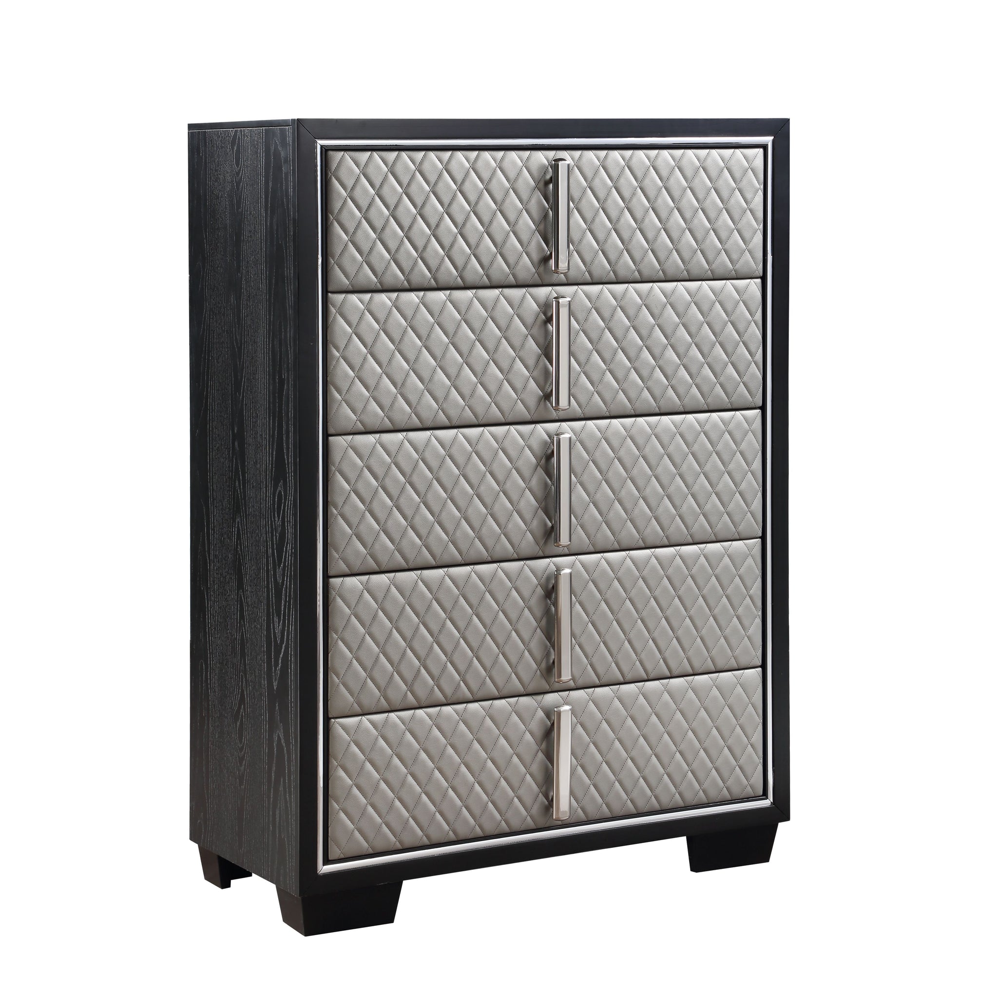 Nicola Chest Silver Pu & Black Finish Bd01431 Black Pu